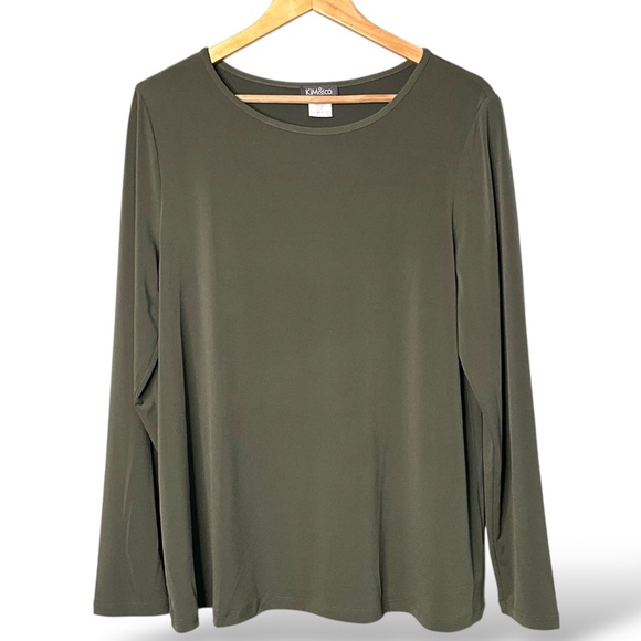 KIM & CO. Brazil Knit Essential Long Sleeve Top In Olive Green Sz XL - Picture 3 of 9